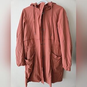 Reitmans XXL Rust Water Resistant Rain Jacket With Detatchable Oversized Hood